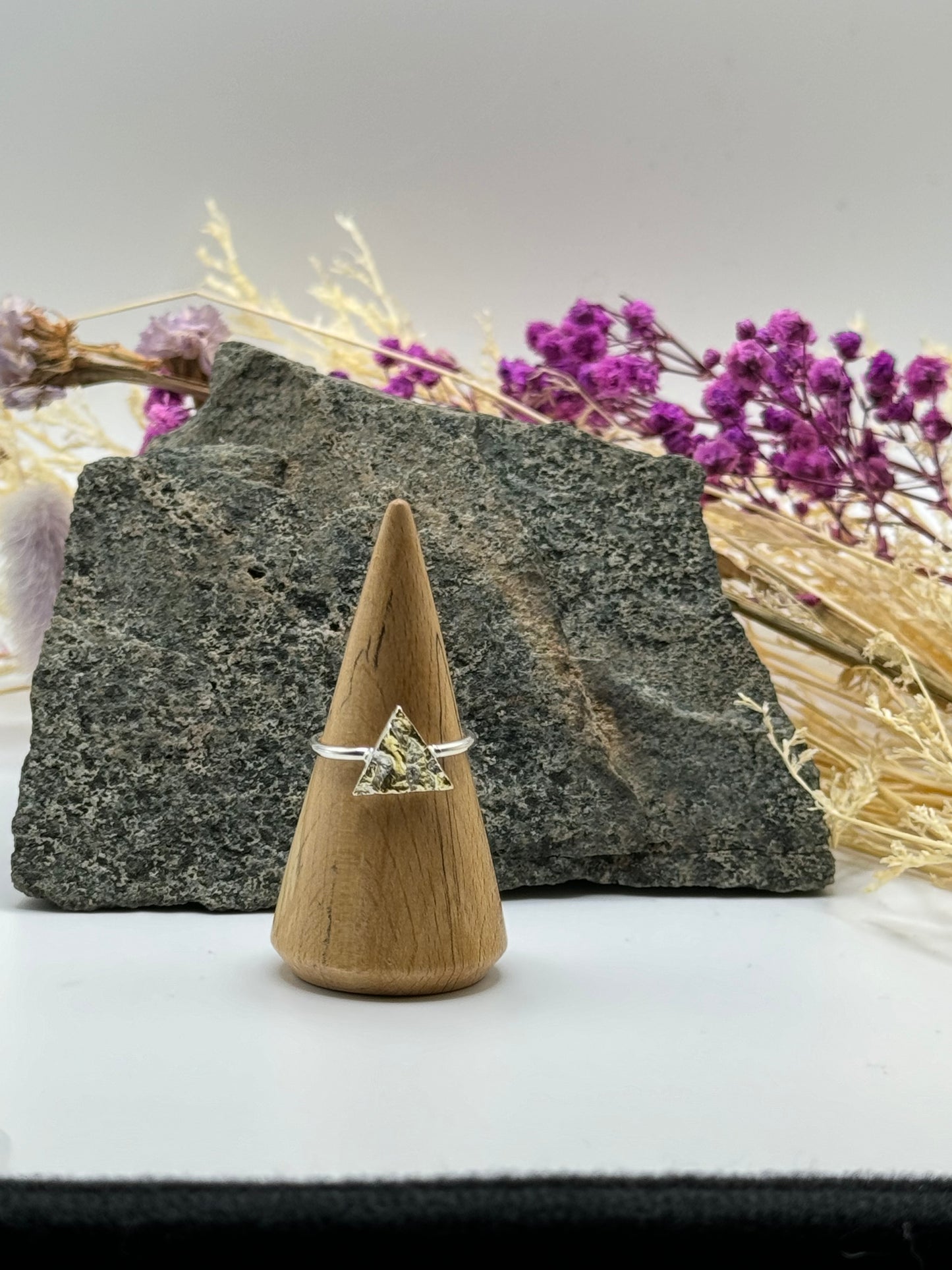 Gold Lichen Triangle Ring