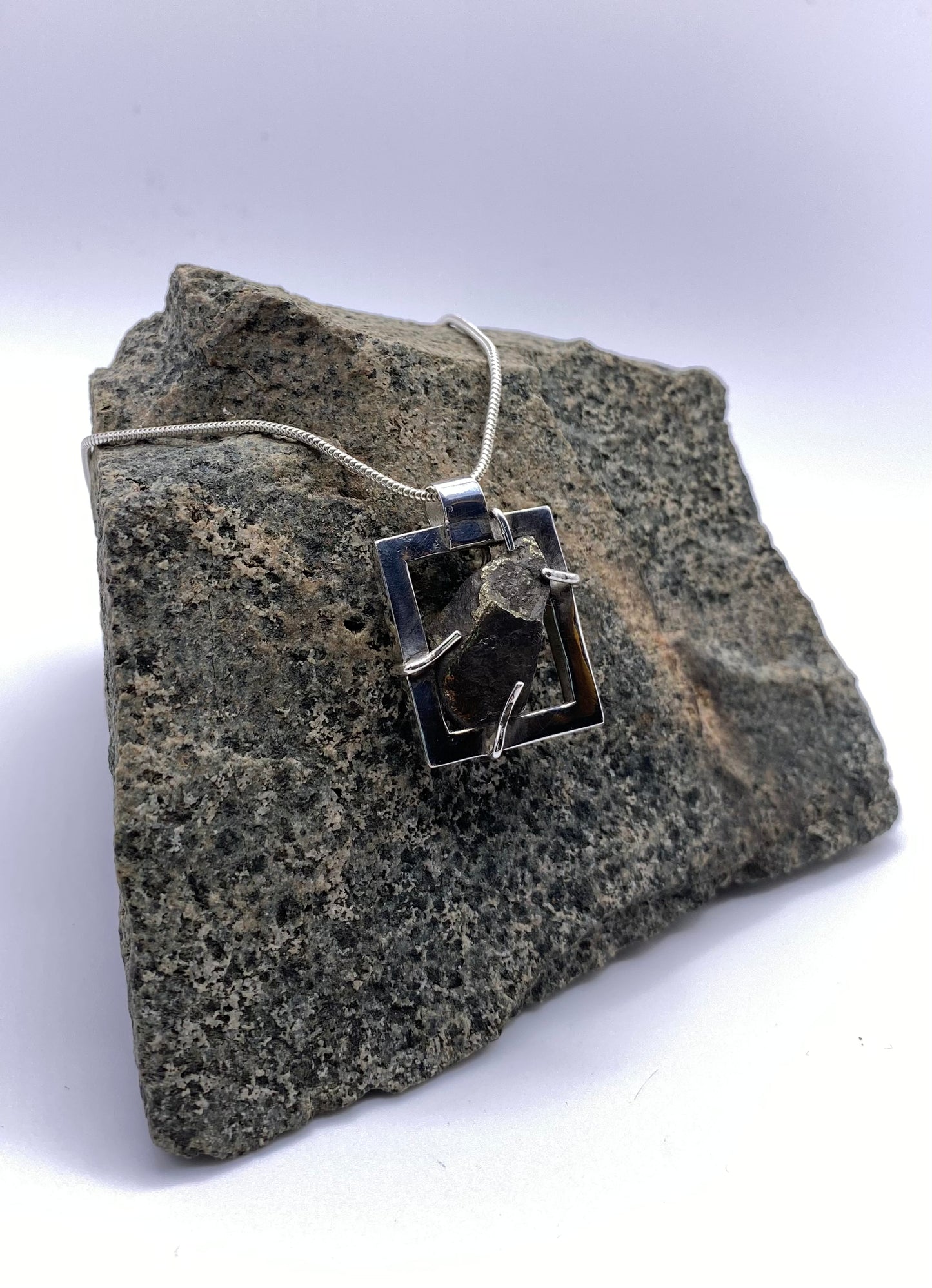 Silver Frame Rock Pendant