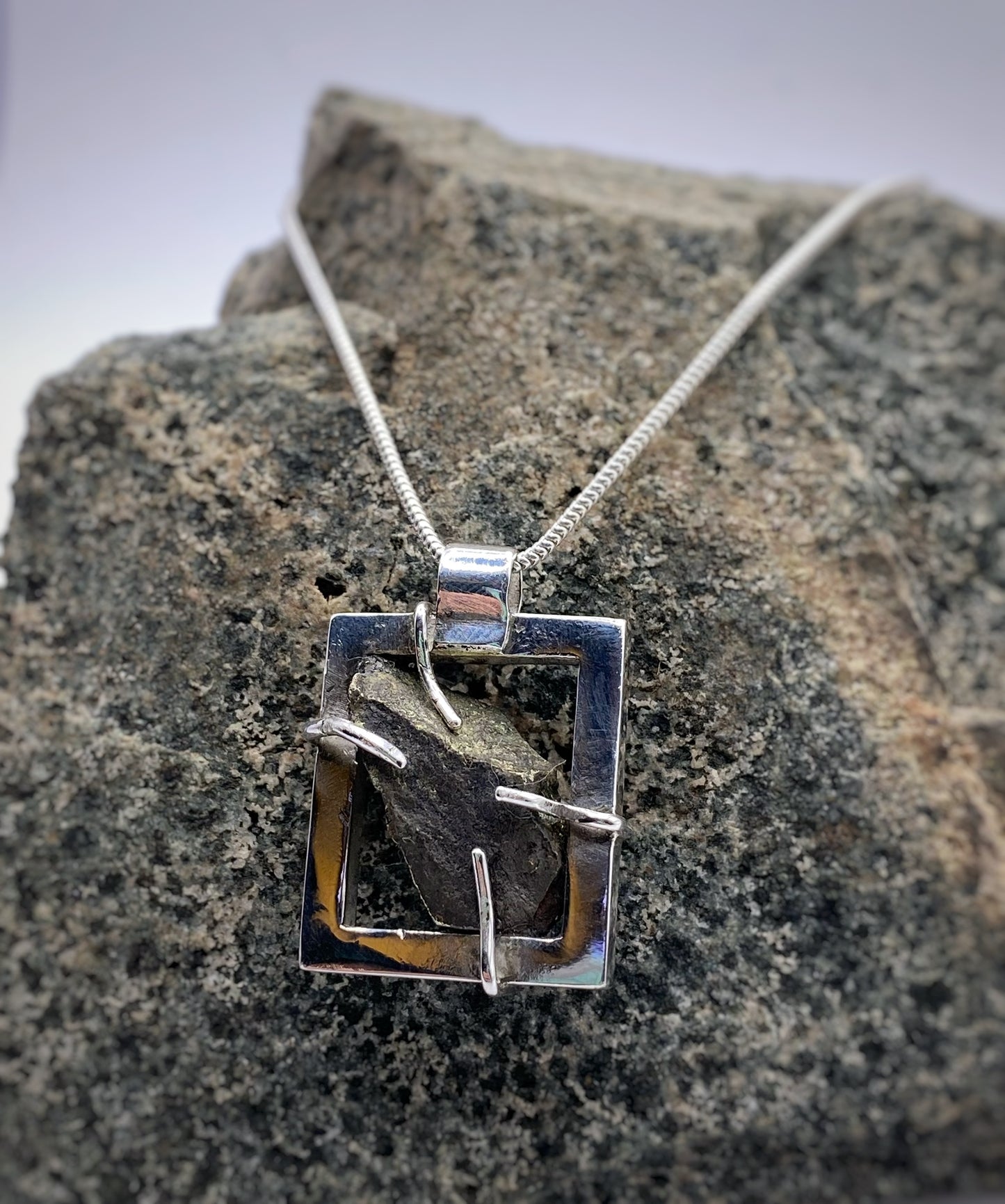 Silver Frame Rock Pendant