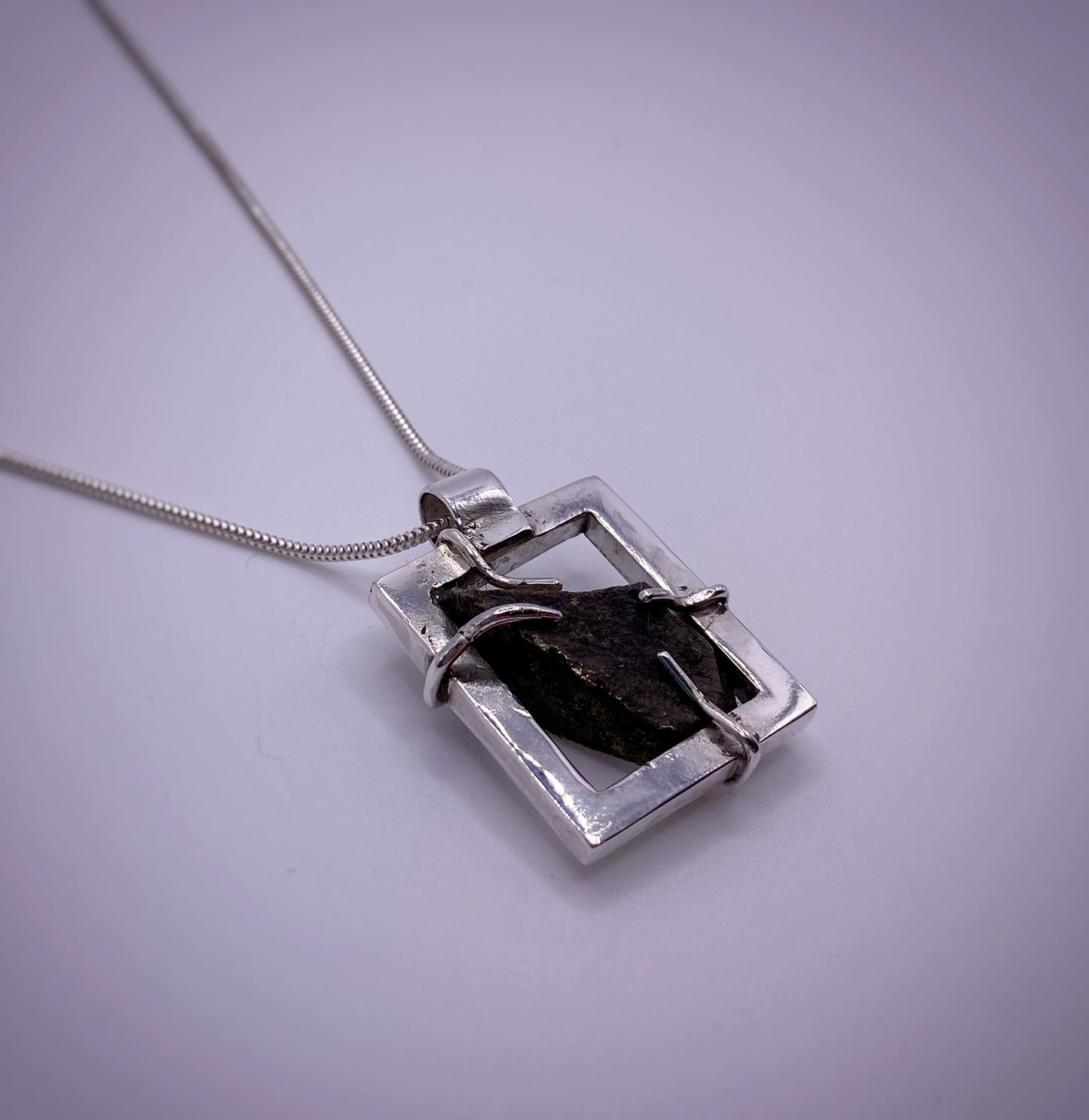Silver Frame Rock Pendant