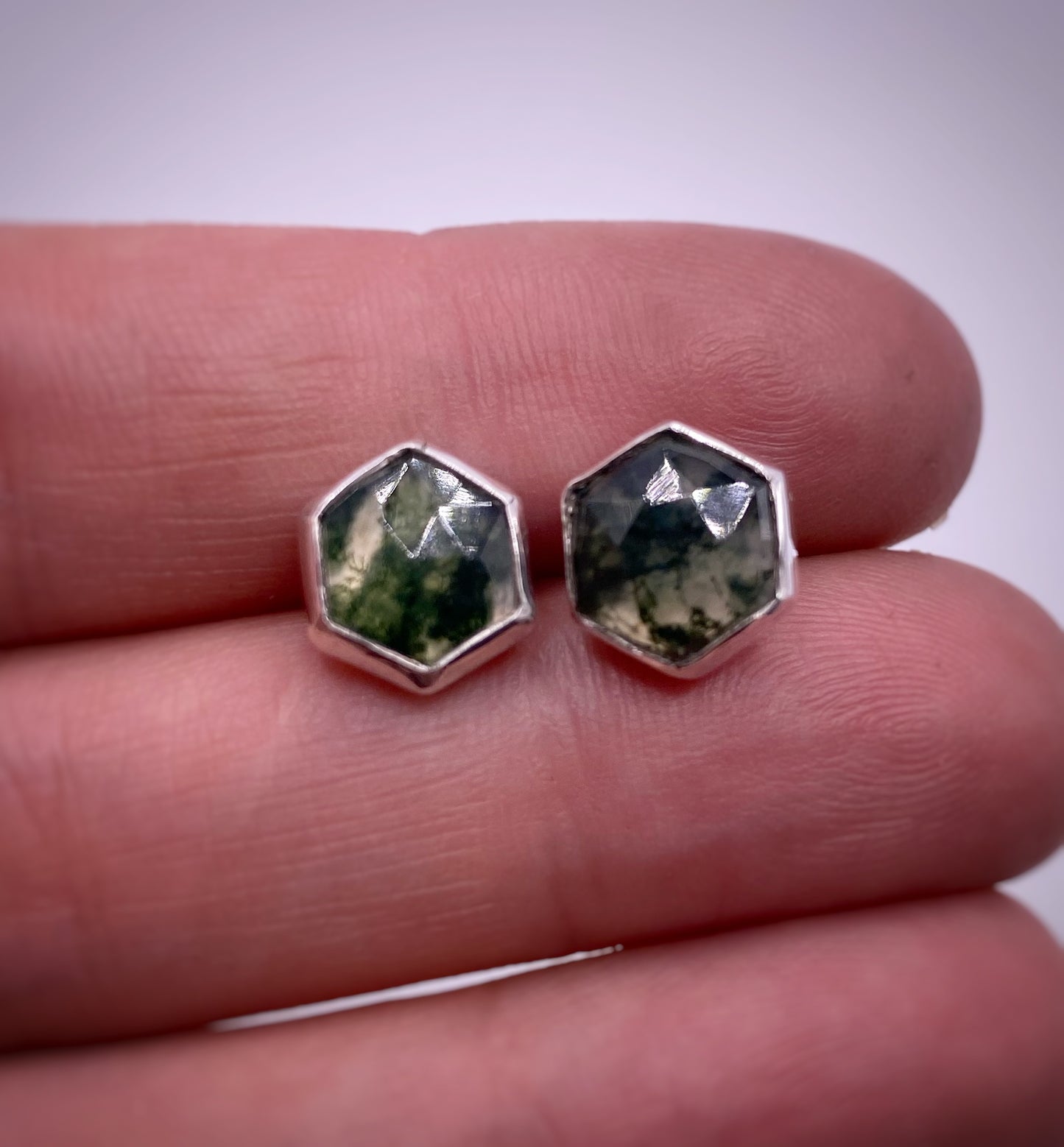 Moss Agate Studs