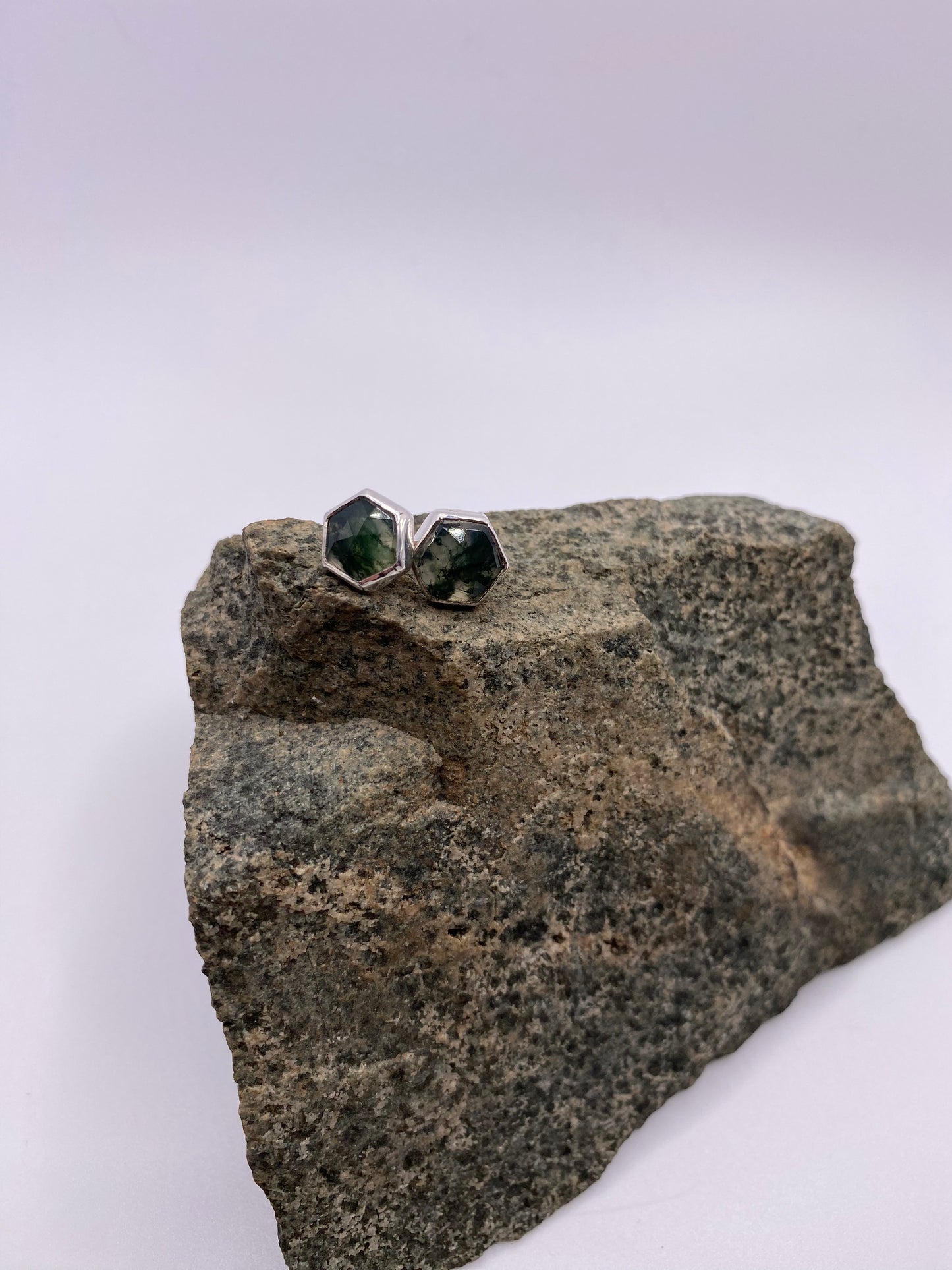 Moss Agate Studs