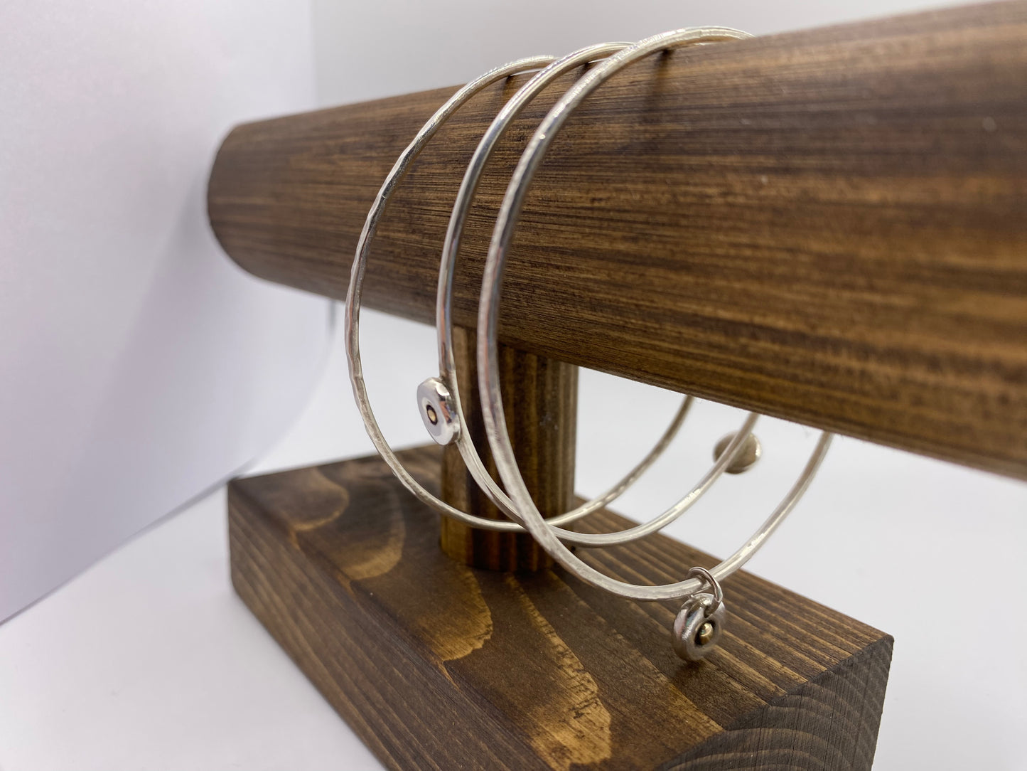 Silver and Gold Nugget - 3 Bangle Set