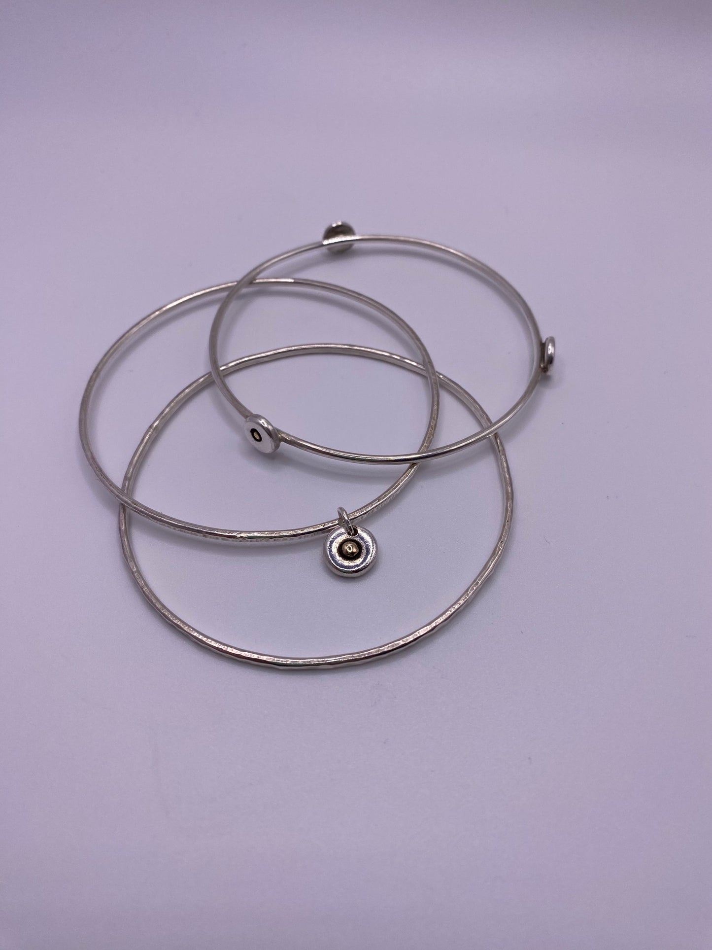 Silver and Gold Nugget - 3 Bangle Set