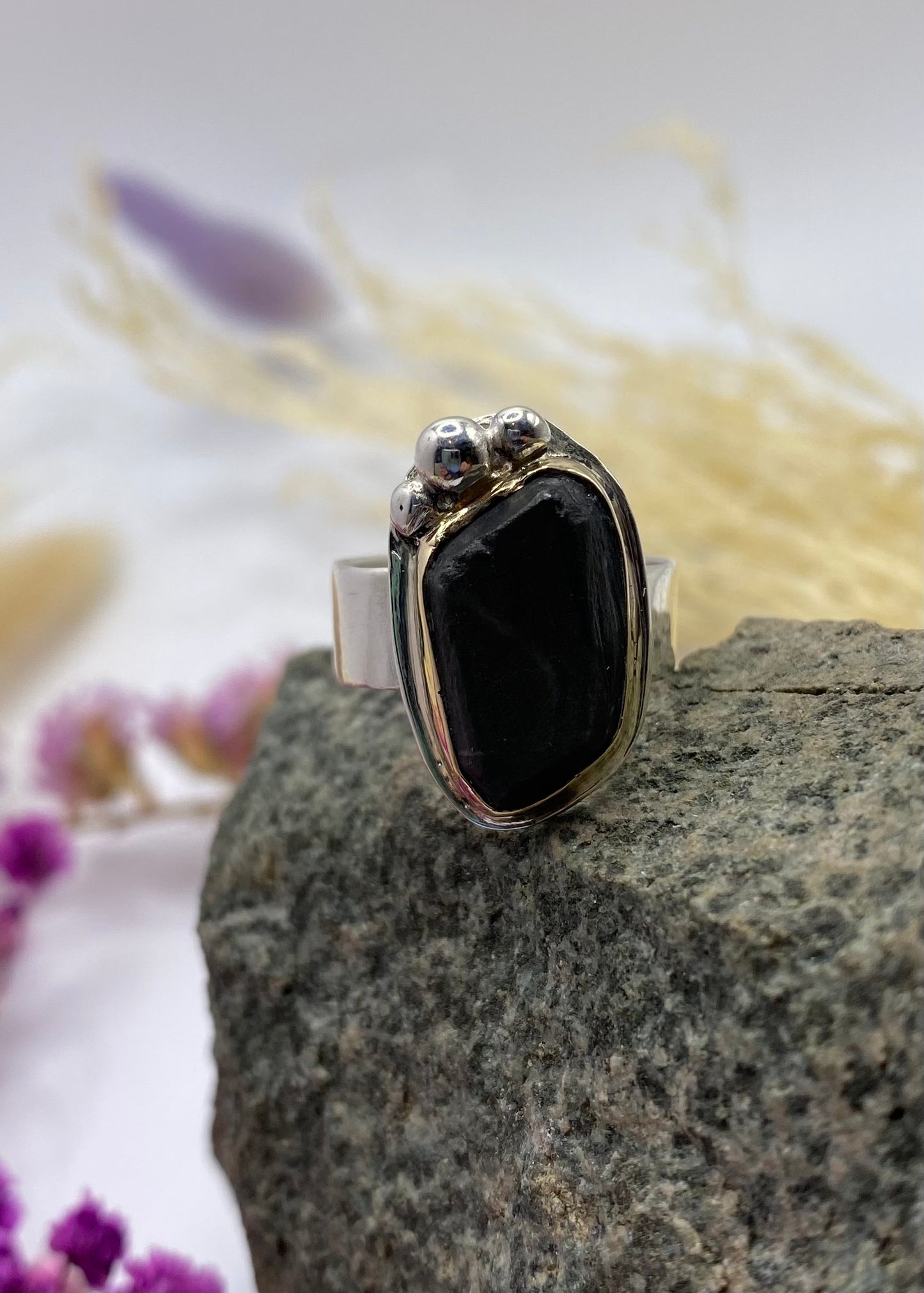Gold and silver accents ring
