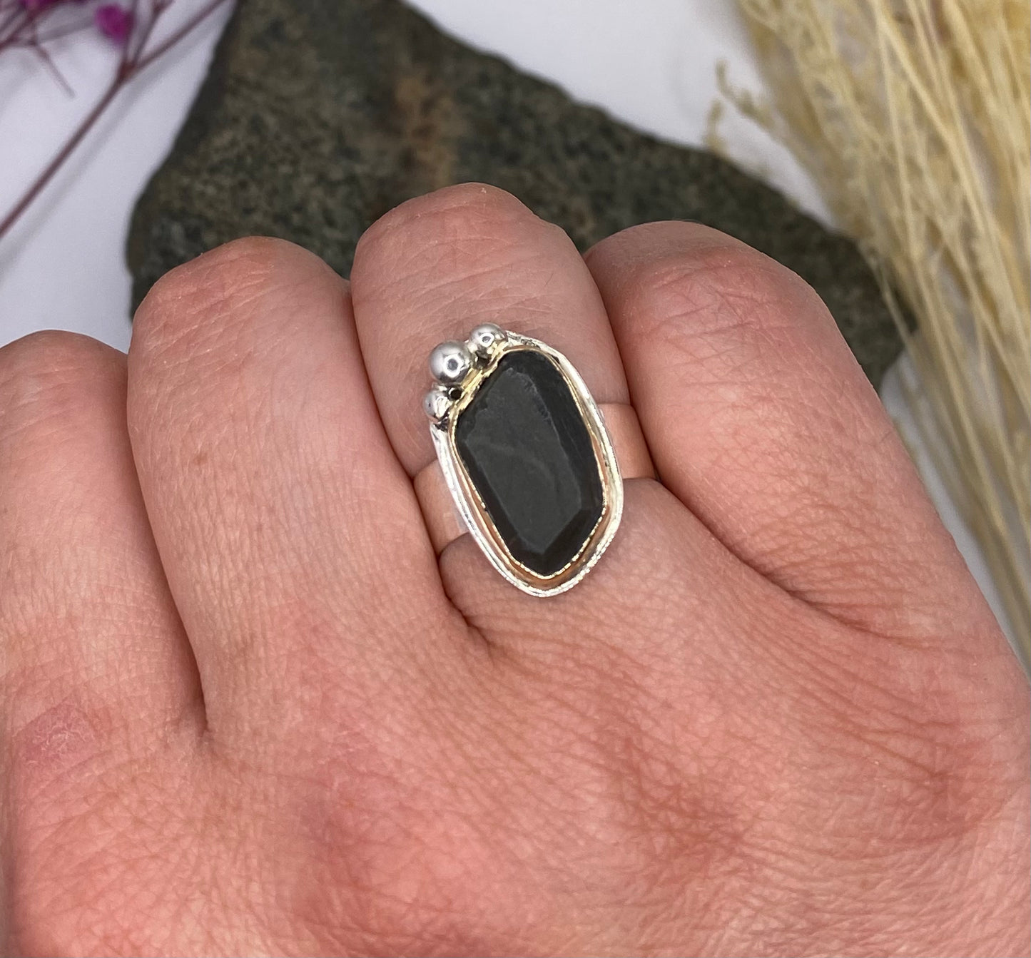 Gold and silver accents ring