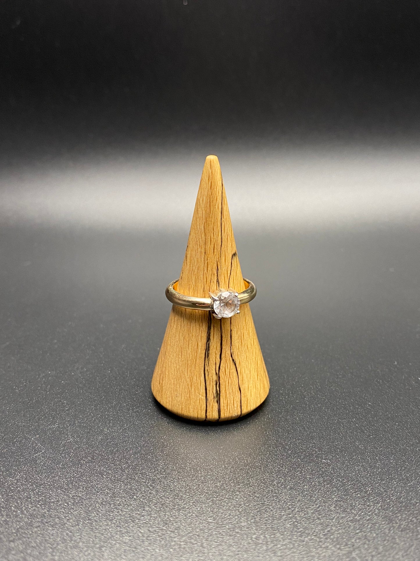 Gold Ring with Silver Claw Set False Diamond