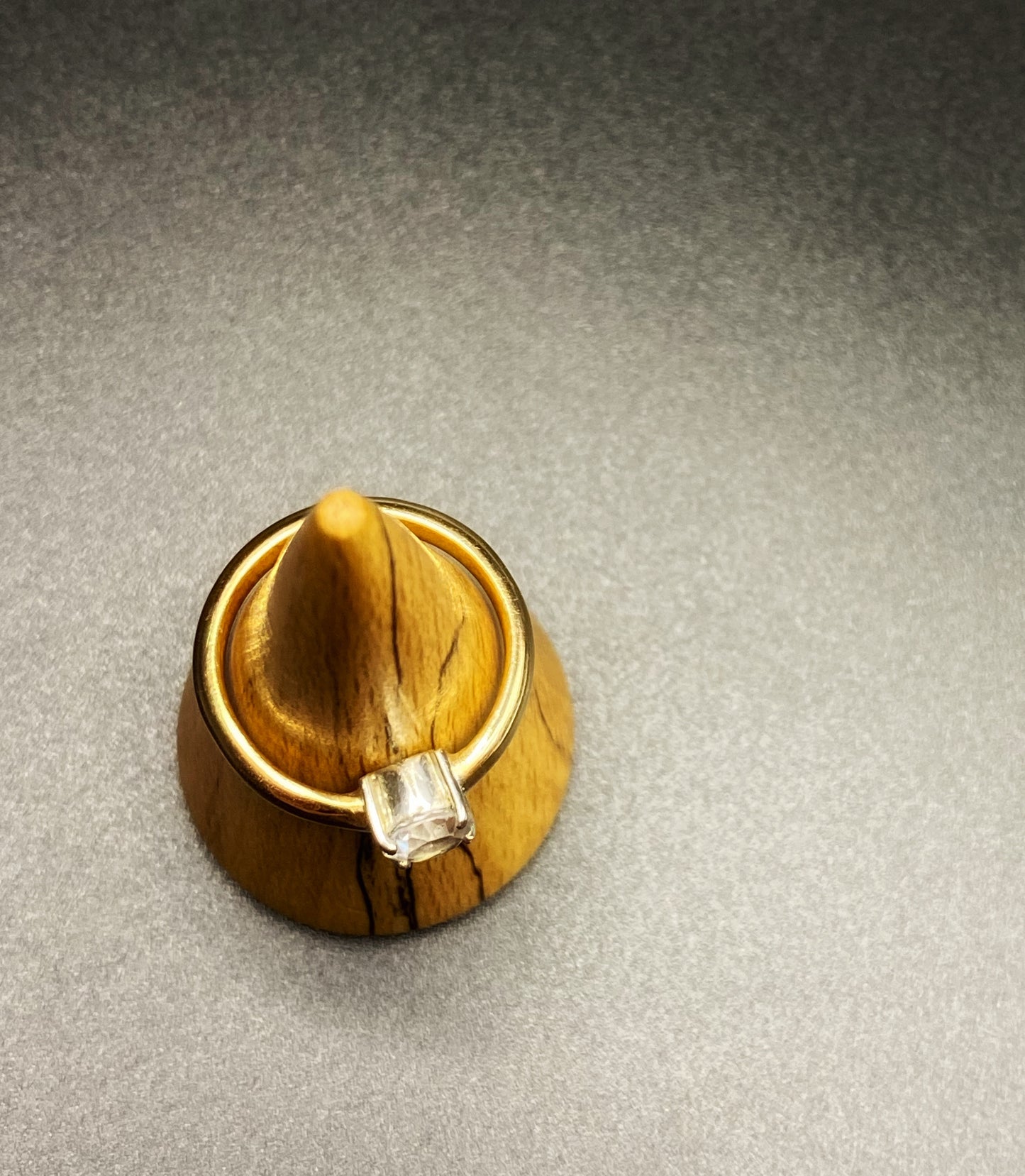 Gold Ring with Silver Claw Set False Diamond