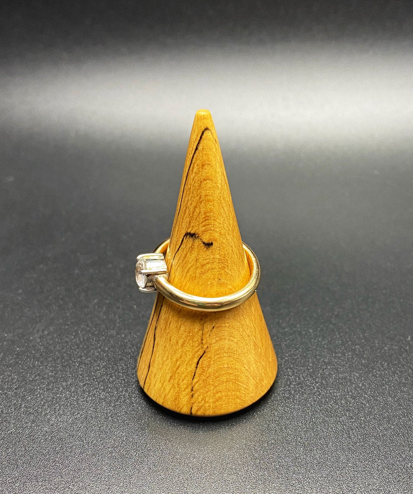 Gold Ring with Silver Claw Set False Diamond