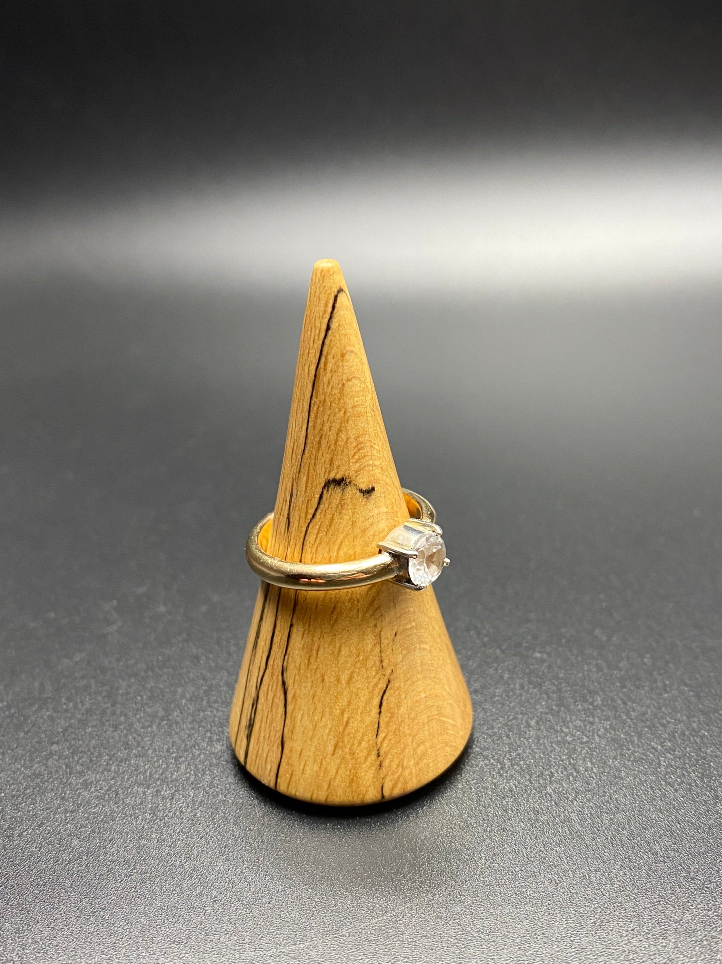 Gold Ring with Silver Claw Set False Diamond