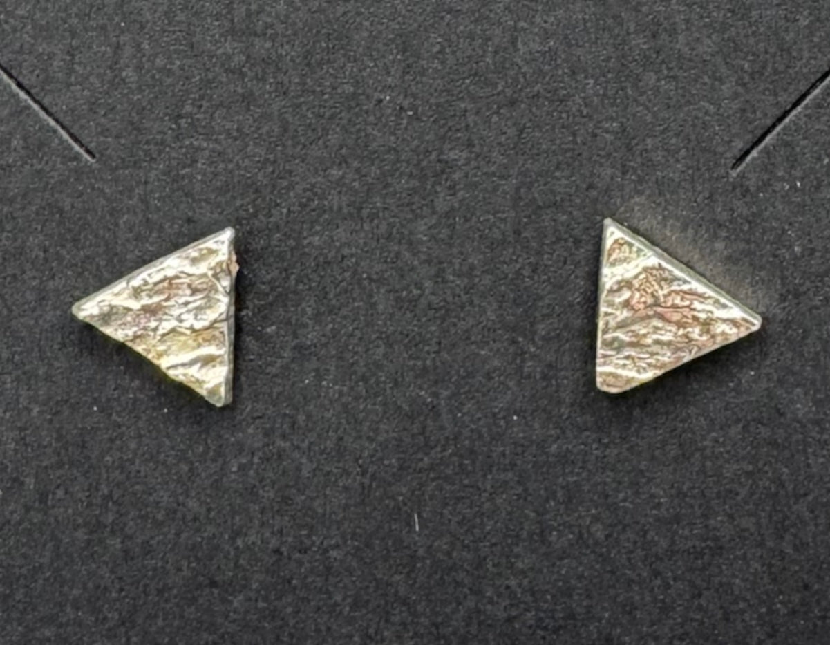 Silver Lichen Triangle Studs